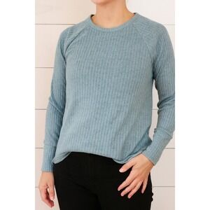 CHA SOR Waffle Knit Top Button Cuff Long Sleeve‎ Casual Gray XL